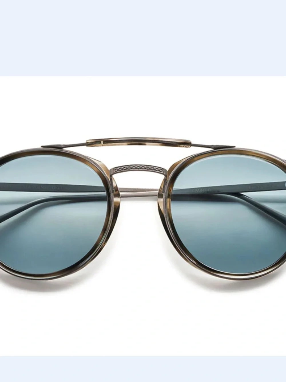 Men's Round Metal-Bridge Sunglasses in Blue Gradient